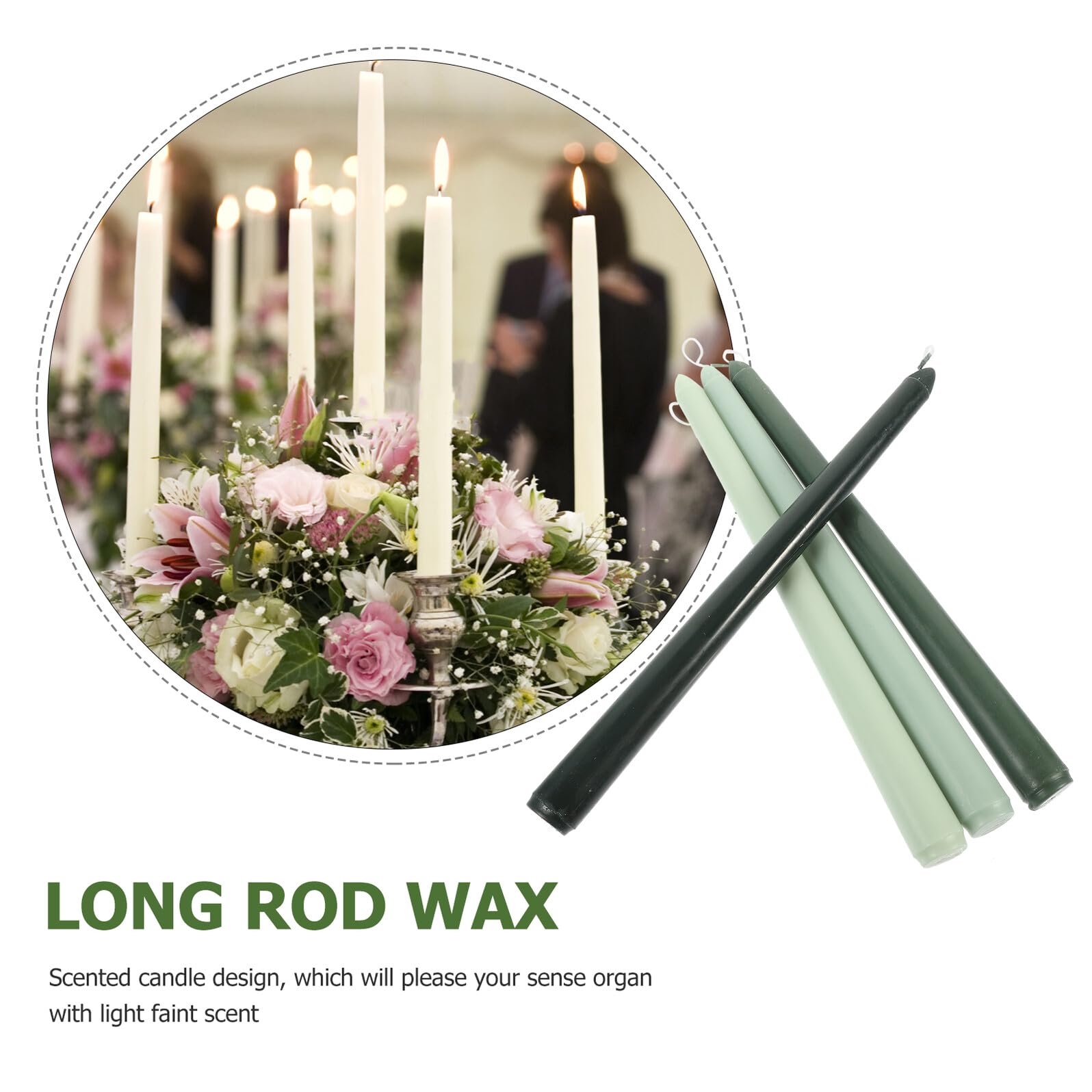 Abaodam 4 Pezzi Candele Profumate Stelo in Paraffina Verde senza Fumo Decorazione Romantica per Cena e Matrimonio