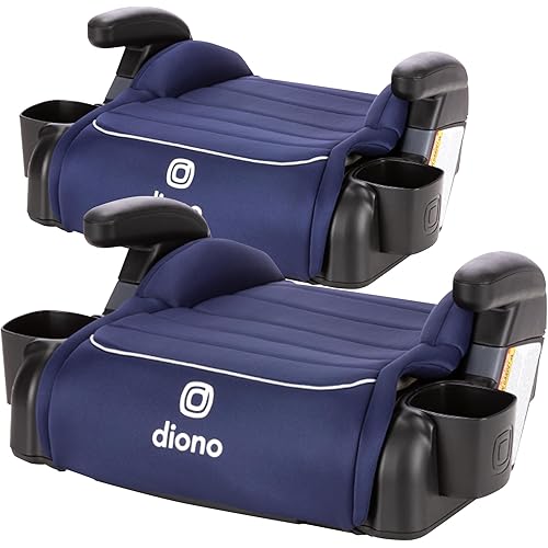 Diono Connect3 R Backless Booster Pack of 2, Slim Fit 3-Across in Many Mid-Sized Sedans and SUVs, for Children from 40-120 lbs., Lightweight with Cupholder, Blue Surge