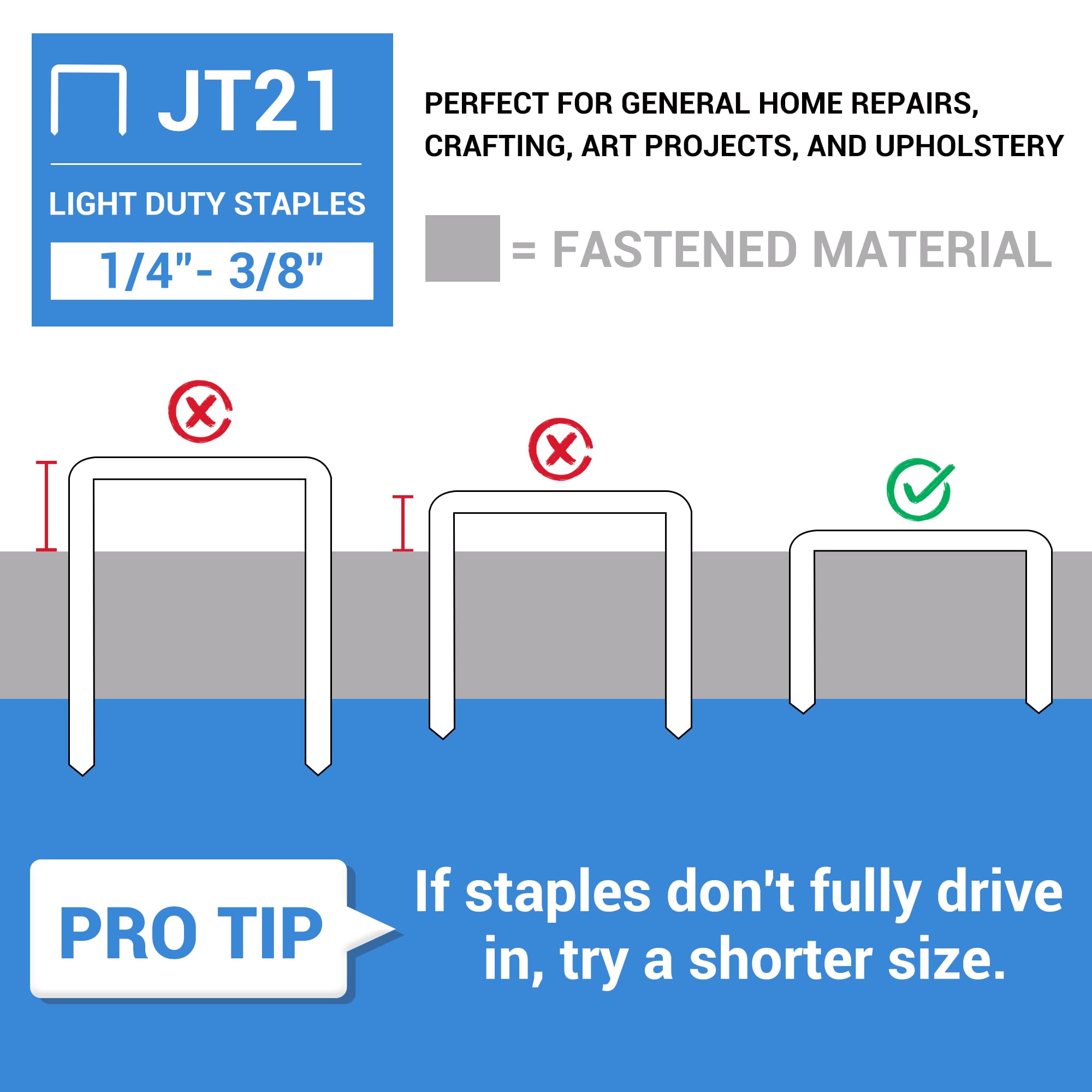 meite Type 53/8 mm Staples, Galvanised JT21 Staples for Staple Gun Fine Wire, 7/16" (11.2 mm) Crown Type 53 Staple Refill - Image 3