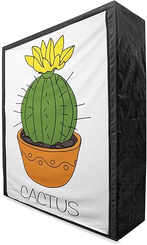 Ambesonne Cactus - Armario portátil de tela, con flores amarillas en una maceta floreciente follaje tropical, organizador de ropa y armario de