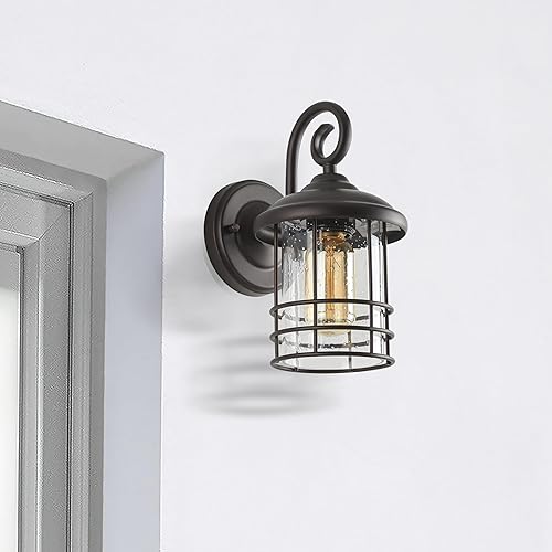 Miniatura 4 de MICSIU Paquete de 2 luces exteriores con sensor de movimiento del atardecer al amanecer, aplique de pared exterior de bronce impermeable con vidrio