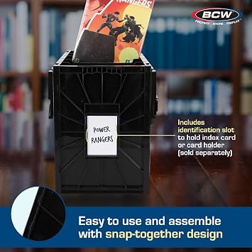 BCW Long Comic Book Bins, Holds 300 Comics Each, Stackable, Black, 1 Pack