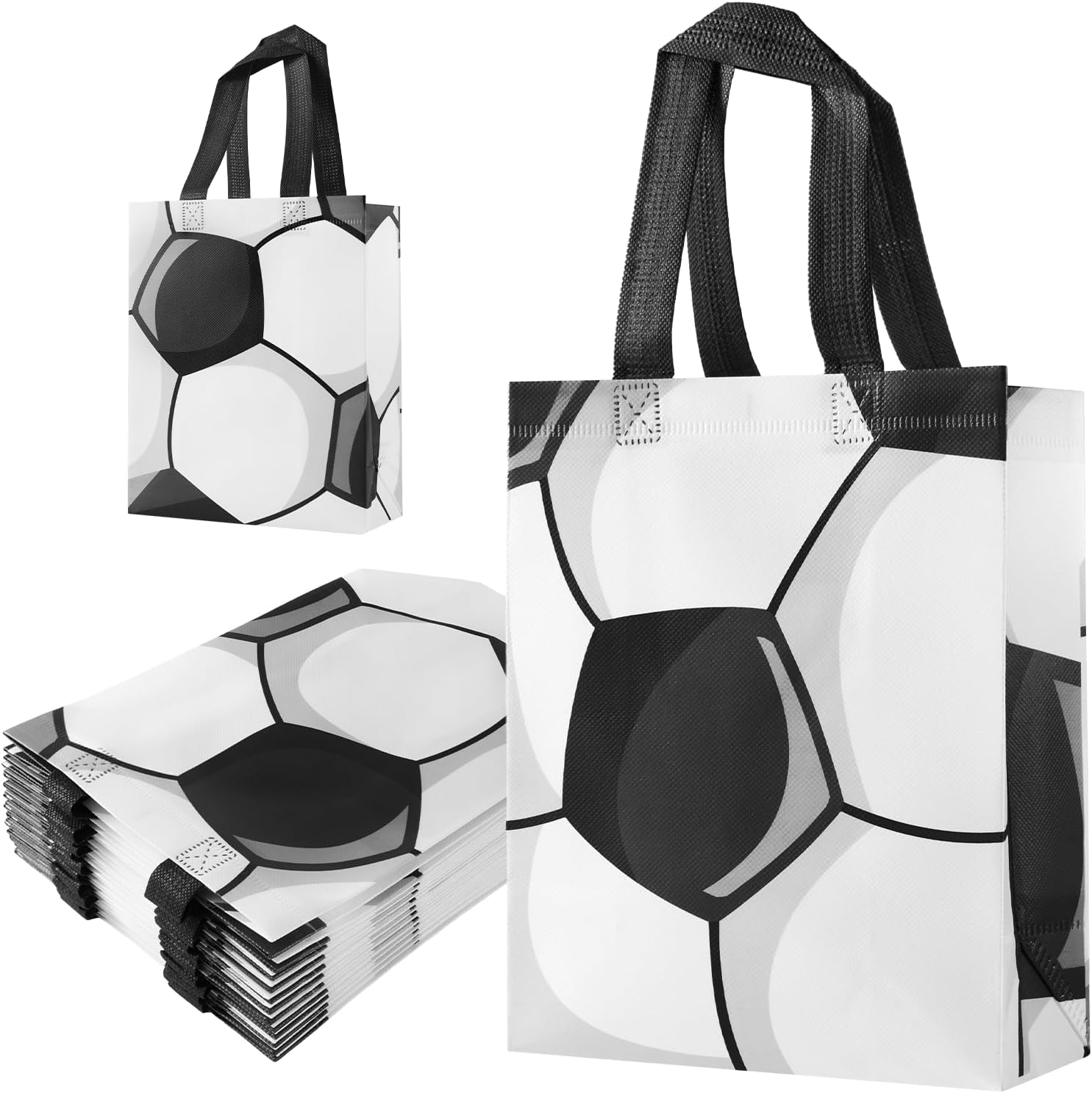 Soccer Themed Reusable Gift Bags with Handles - Durable, Waterproof Goodie Bags for Soccer Party Favors, Team Gifts