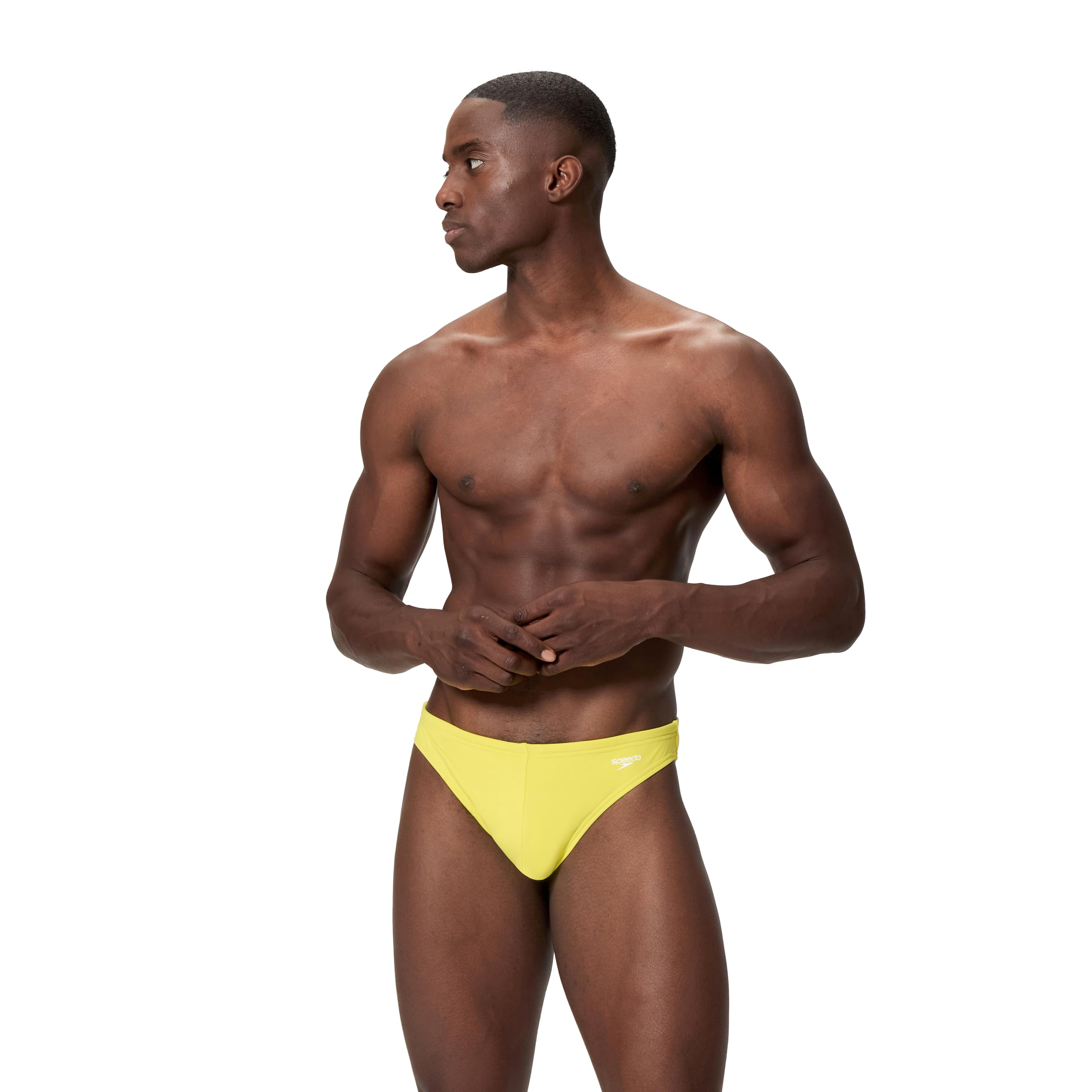 Speedo Men's Swimsuit Brief Comfort Waistband, Mini Lemon Drizzle, 34
