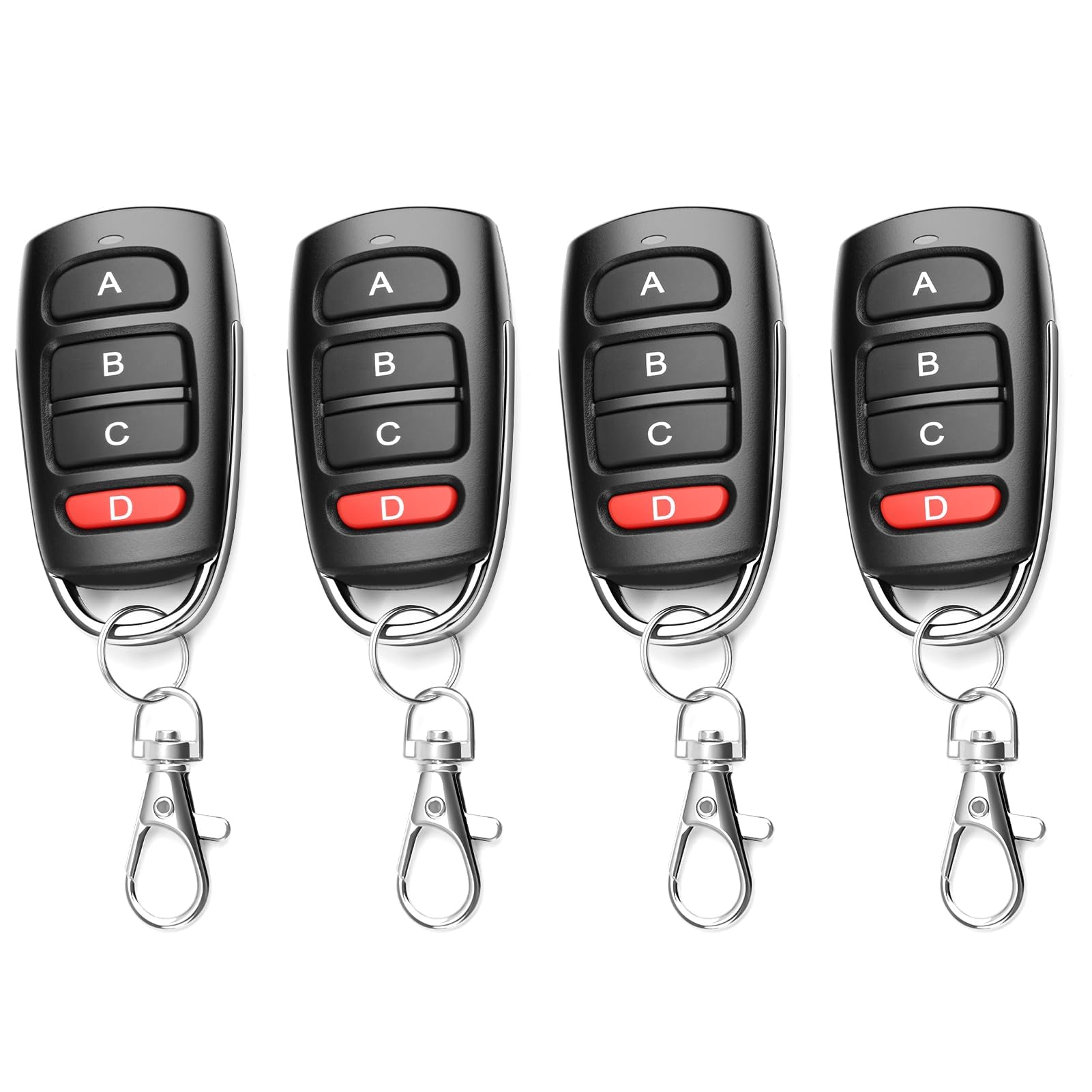 4PCS Garage Door Remote Key Fob 433.92Mhz, Electric Gate Garage Door Opener Cloning with 4 Button, Remote Control Duplicator Replacement, Remote Control Key Fob Wireless for Car Garage Door