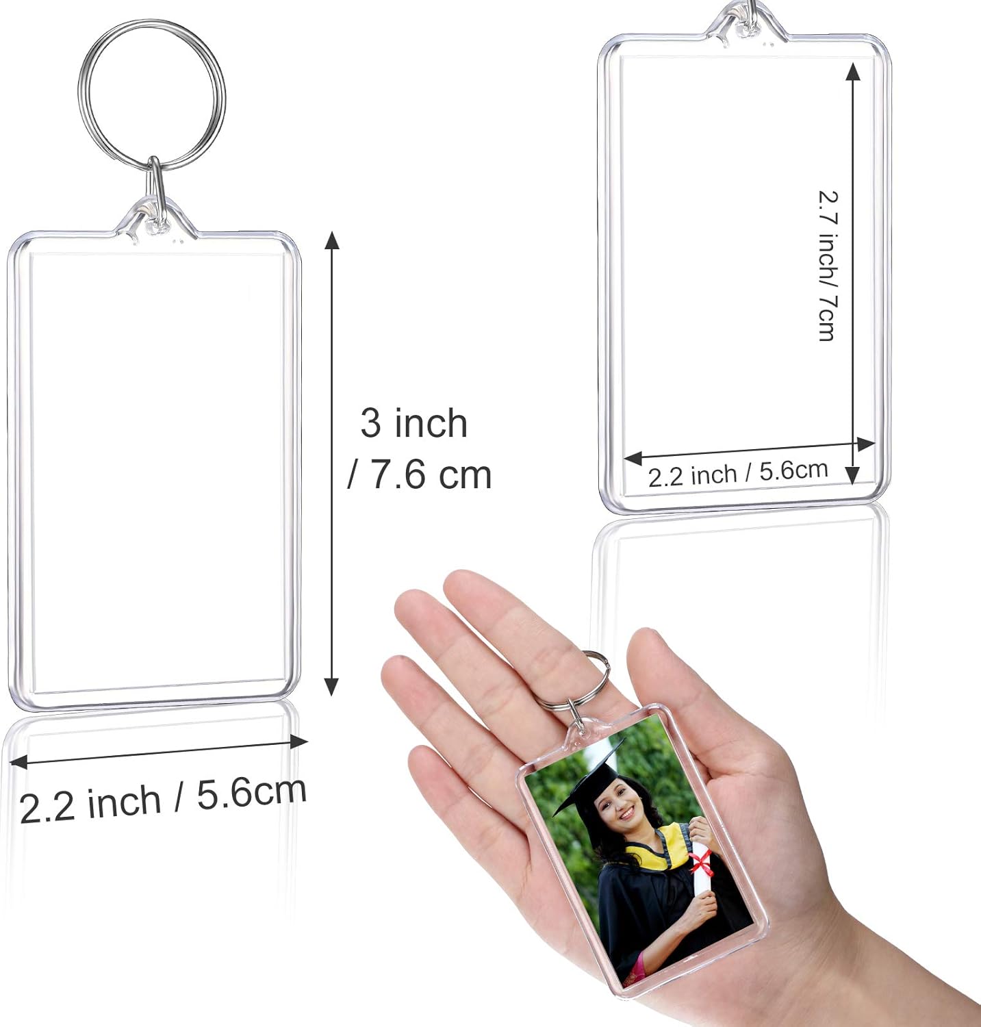 Yaomiao Acrylic Photo Frame Keychain Holder Photo Picture Insert Blank Keyring for DIY Craft