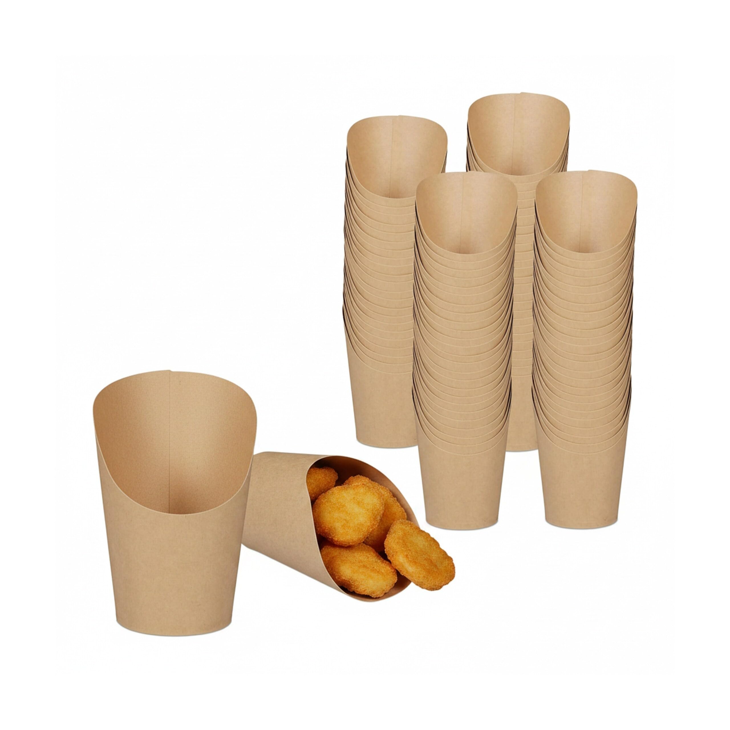Relaxdays Vasos de Papel Kraft, Cuenco Desechable Palomitas, Patatas Fritas, Snacks, 400 ml, Tarro Candy Bar, Marrón