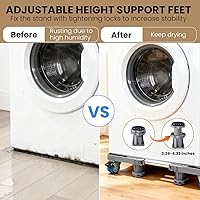 Vista 6 de Mini soporte móvil para nevera con 4 ruedas de bloqueo y 8 pies fuertes de 17 a 24.1 pulgadas, soporte de muebles resistente para lavadora, mini