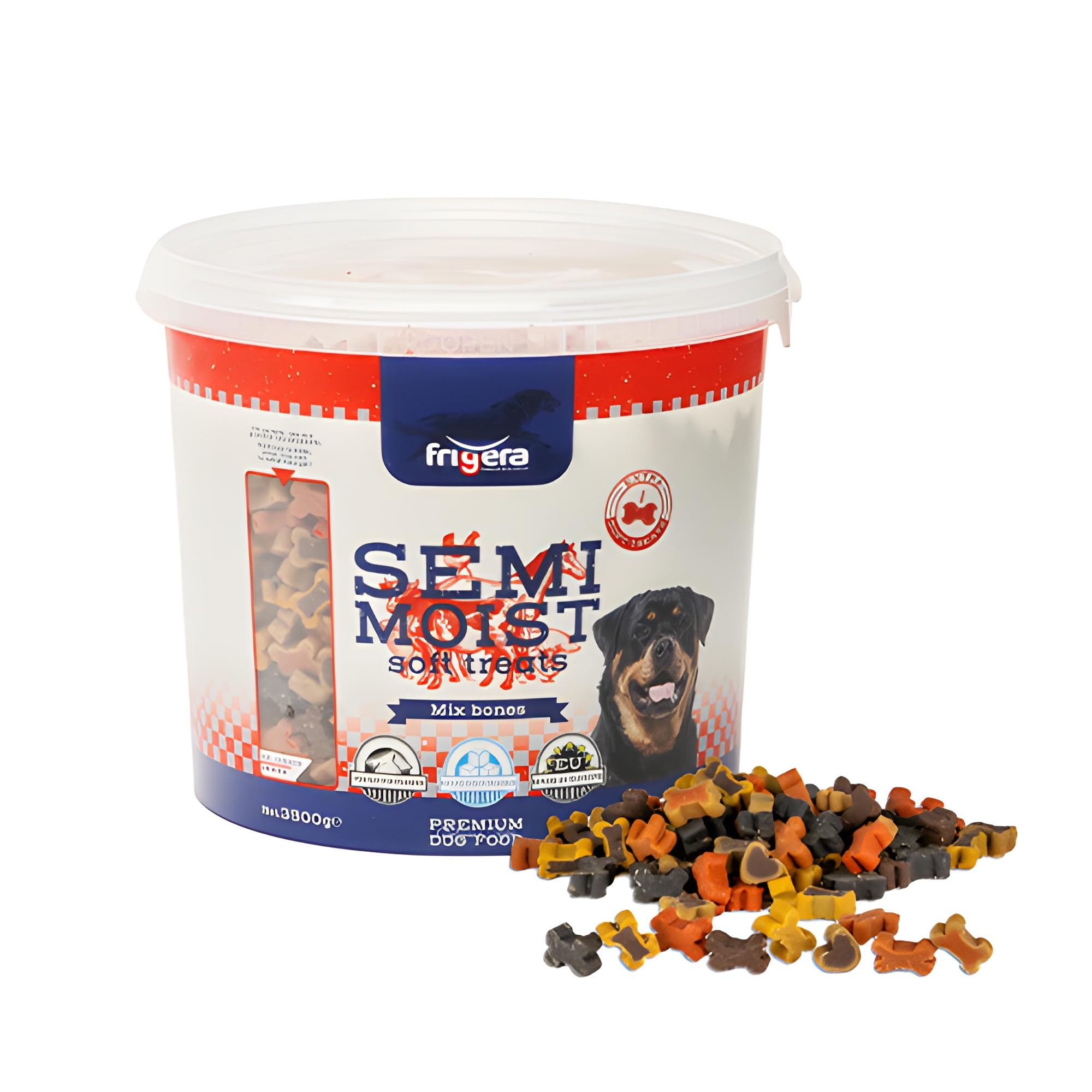 Frigera Semi-Moist Soft Treats Mix Huesos (9) 3500g – Snacks Blandas para Perros, Deliciosa Recompensa para el Entrenamiento y Entre Comidas, Sin Azúcares Añadidos, Producido en Bélgica