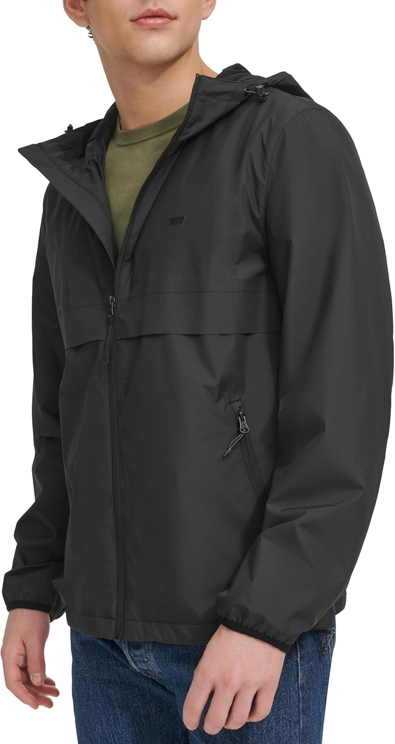 Levi's Men's Hooded Rain Jacket & Windbreaker, Black, X-Large - Image 3