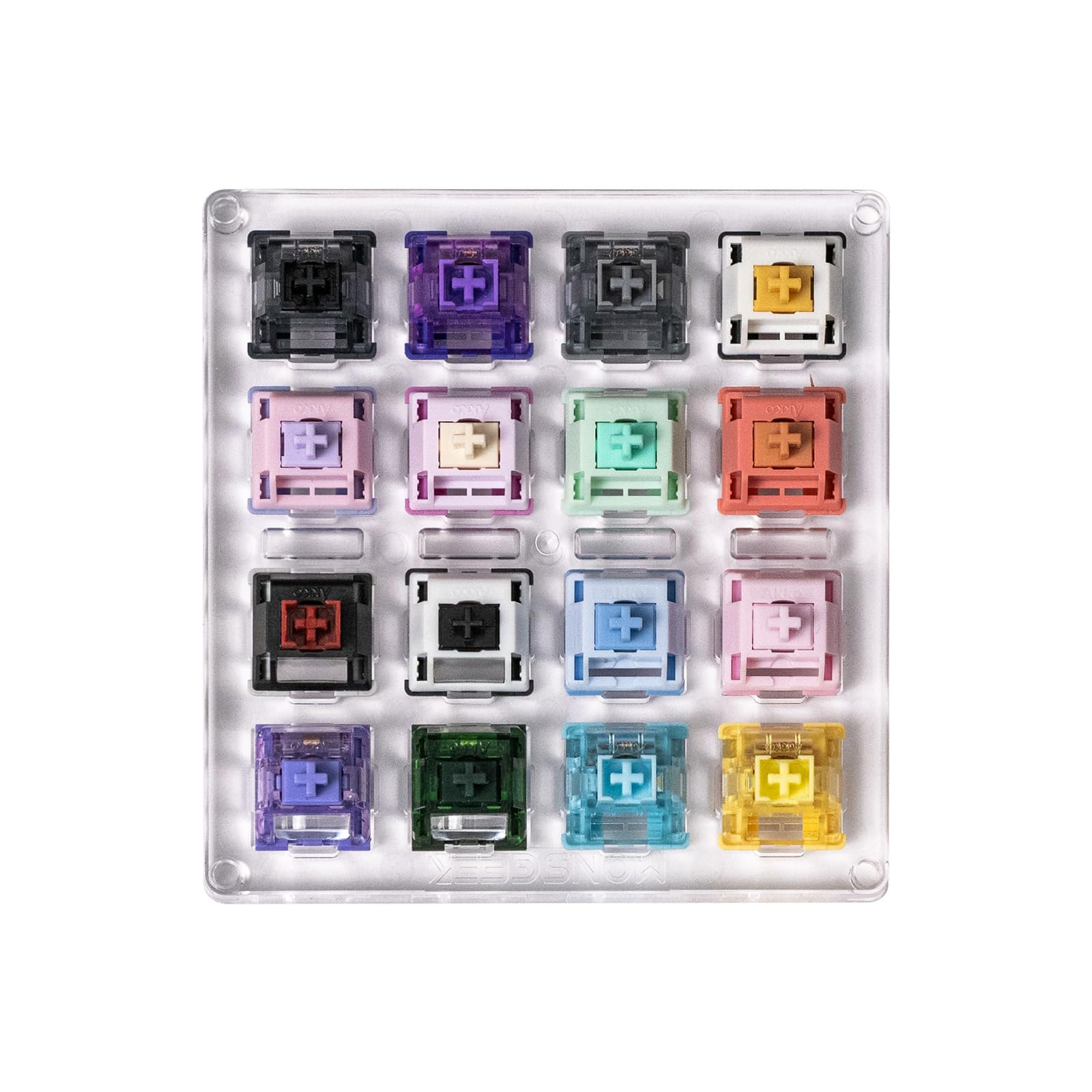 Akko 16-Key Switch Tester Mechanical Keyboards Acrylic Testing Tool Mechanical Keyboard Switches with Dust-Proof Cover