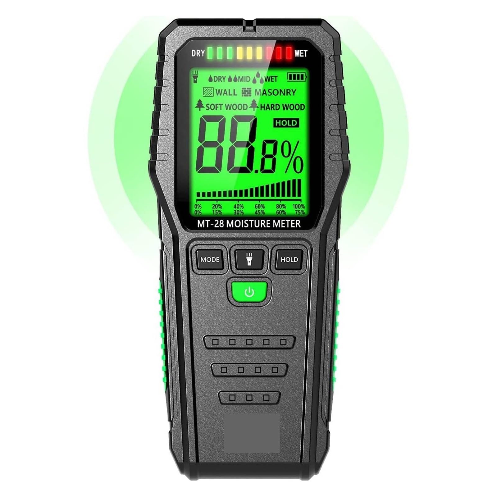 Mnmioio One Color Digital Moisture Tester, Pinless Wood Moisture Meters Drywall Detector For Lumber Concrete Building Wall Sensor Humidity Tester