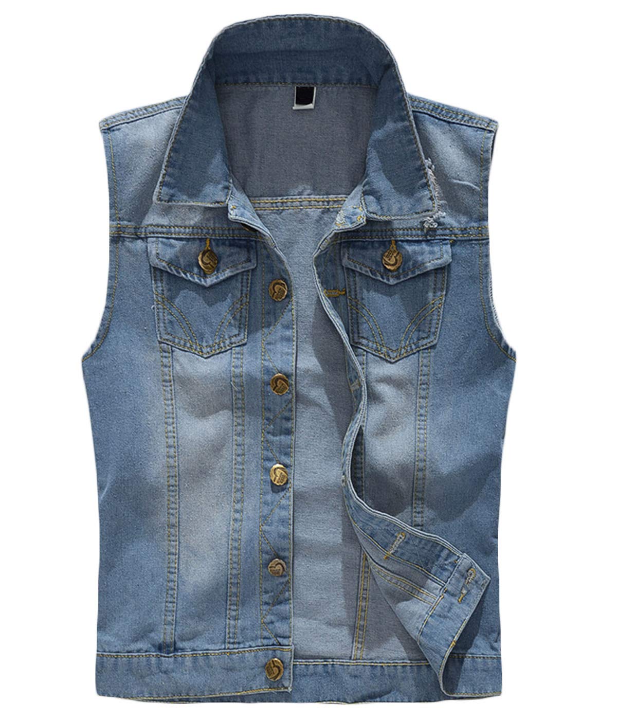 Men's Sleeveless Denim Vest Casual Slim Fit Jeans Vests Jacket