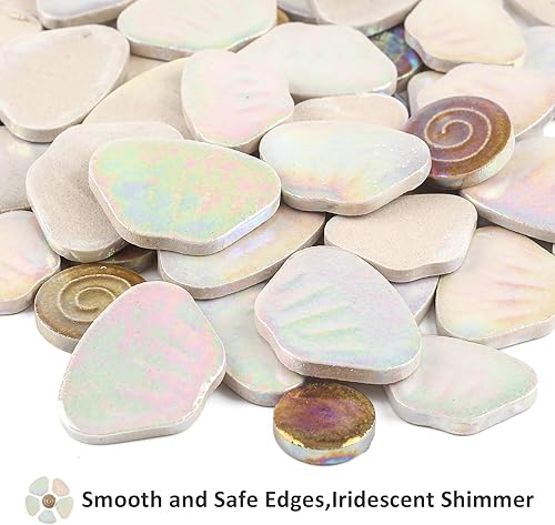 Miniatura 5 de Youway Style Azulejos de mosaico de flores para manualidades a granel, suministros de azulejos de mosaico iridiscentes de 7.05 oz, piezas de mosaico