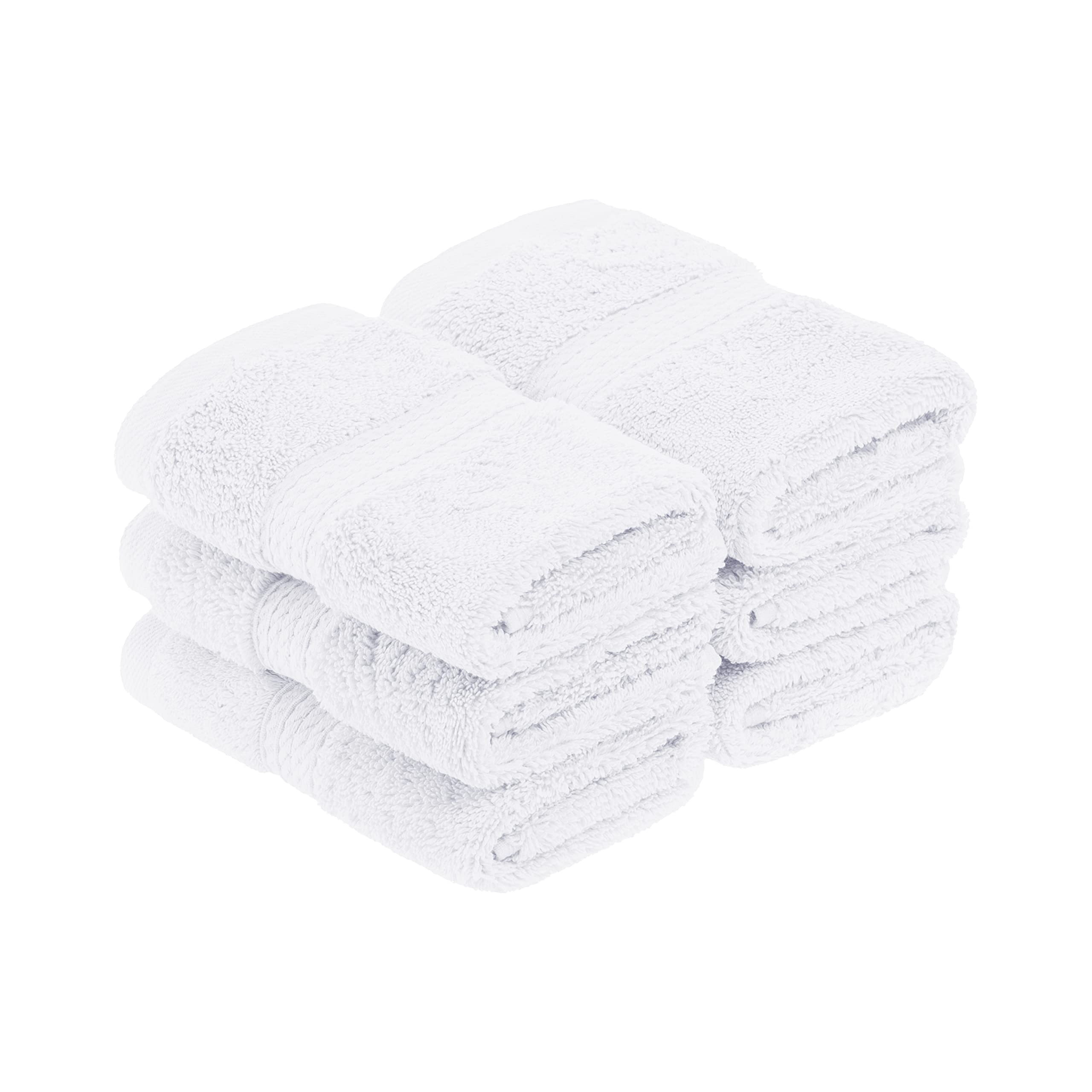 Superior Egyptian Cotton Pile Face Towel/Washcloth Set of 6, Ultra Soft Luxury Towels, Thick Plush Essentials, Absorbent Heavyweight, Guest Bath, Hotel, Spa, Home Bathroom, Shower Basics, White