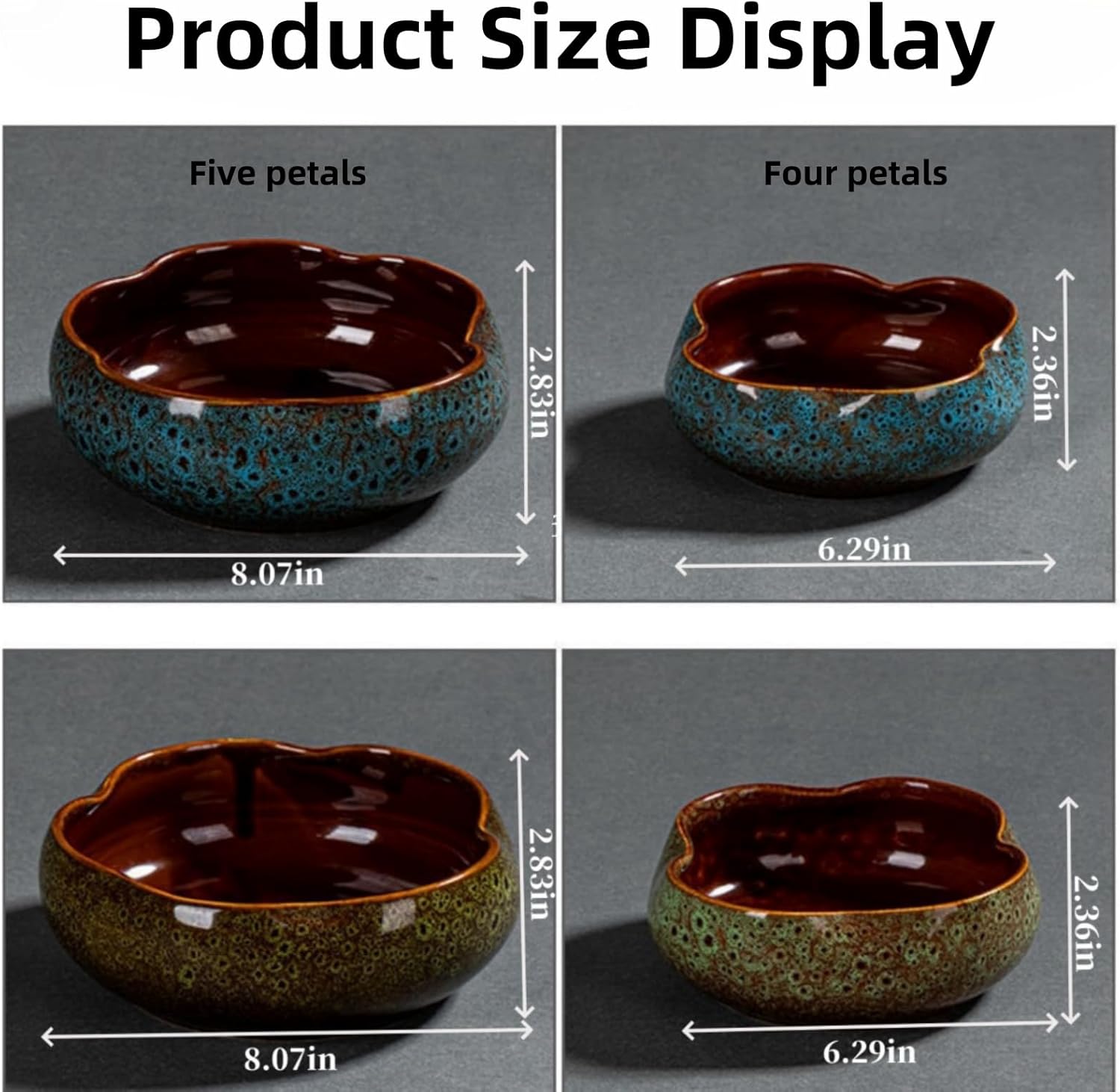 Lotus Bowl Planter, Ceramic Lotus Bowl, Petal Shaped Lotus Flower Bowl for Planting in Water Indoors,Suitable to Bonsai Bowl Lotus Flower,Succulent Plants Hydroponic Plant Home Decor (Blue, L)