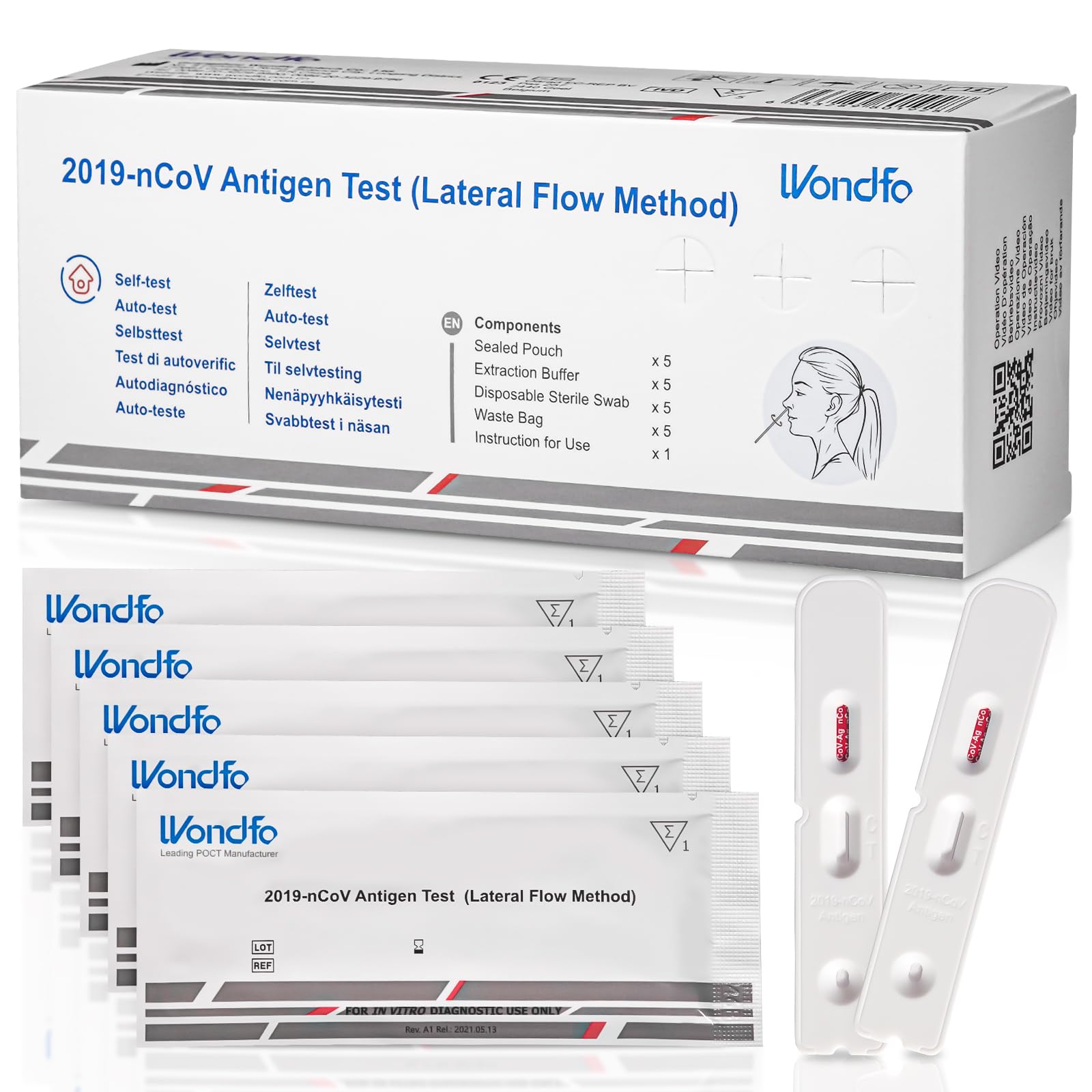 Covid Lateral Flow Test Kit 5 Pack Covid Tests for Covid-19 Antigen Rapid Test Self Testing in 15 Minutes at Home