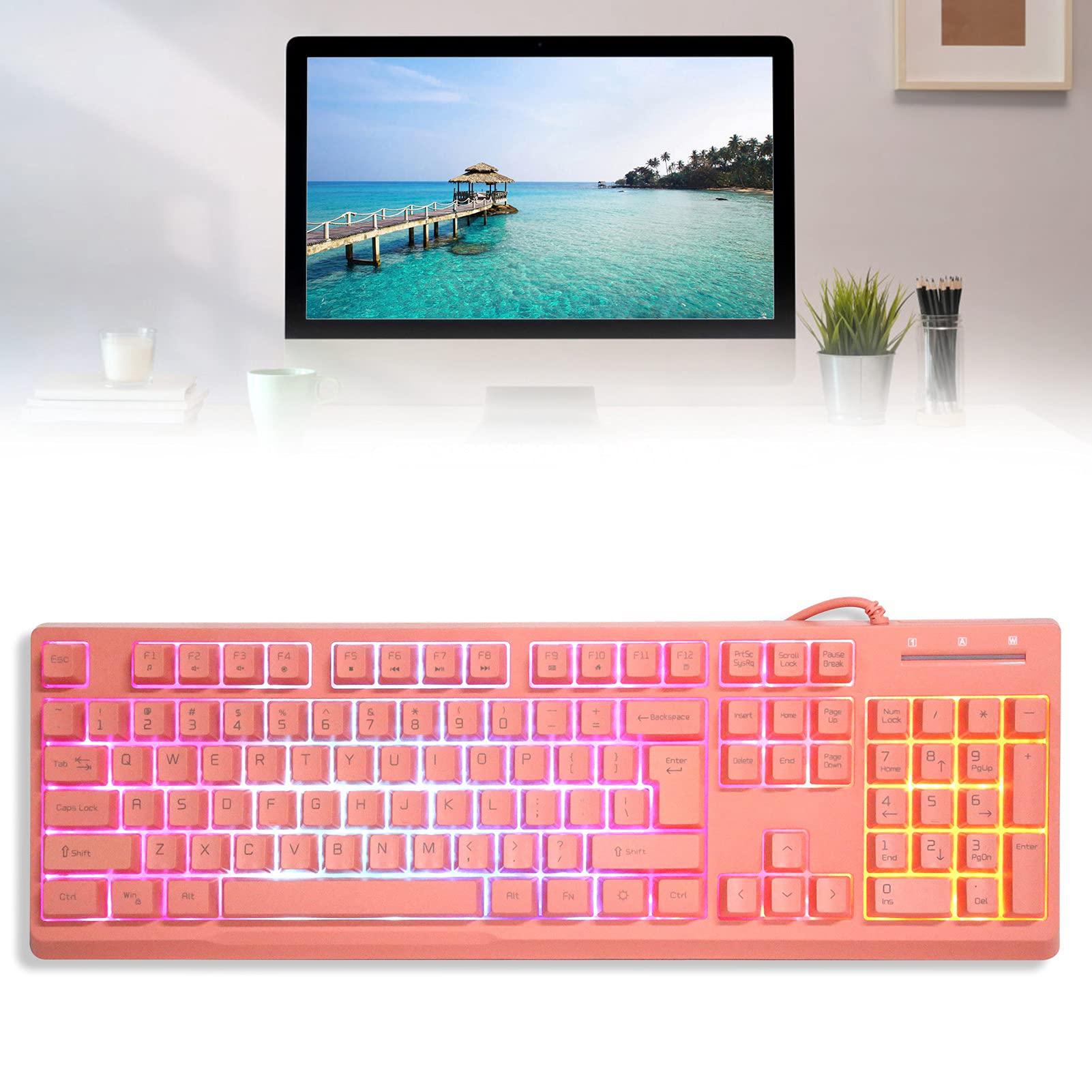 Yosoo Health Gear 104 Klawisze Przewodowa Klawiatura, RGB Podświetlana