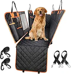 Capa Protetora Impermeável para Banco de Carro 5 em 1 Com Cinto de Segurança – Para Cachorros e Pets – Janela em Tela, Antiderrapante, Lavável – Banco do Passageiro ou Porta-Malas