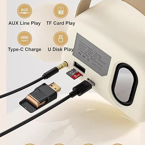 Miniatura 8 de Altavoz Bluetooth retro de 5 W con radio FM, inalámbrico vintage con batería de 10 horas de reproducción de 500 mAh, Bluetooth 5.0 TFAUXUSB, mini