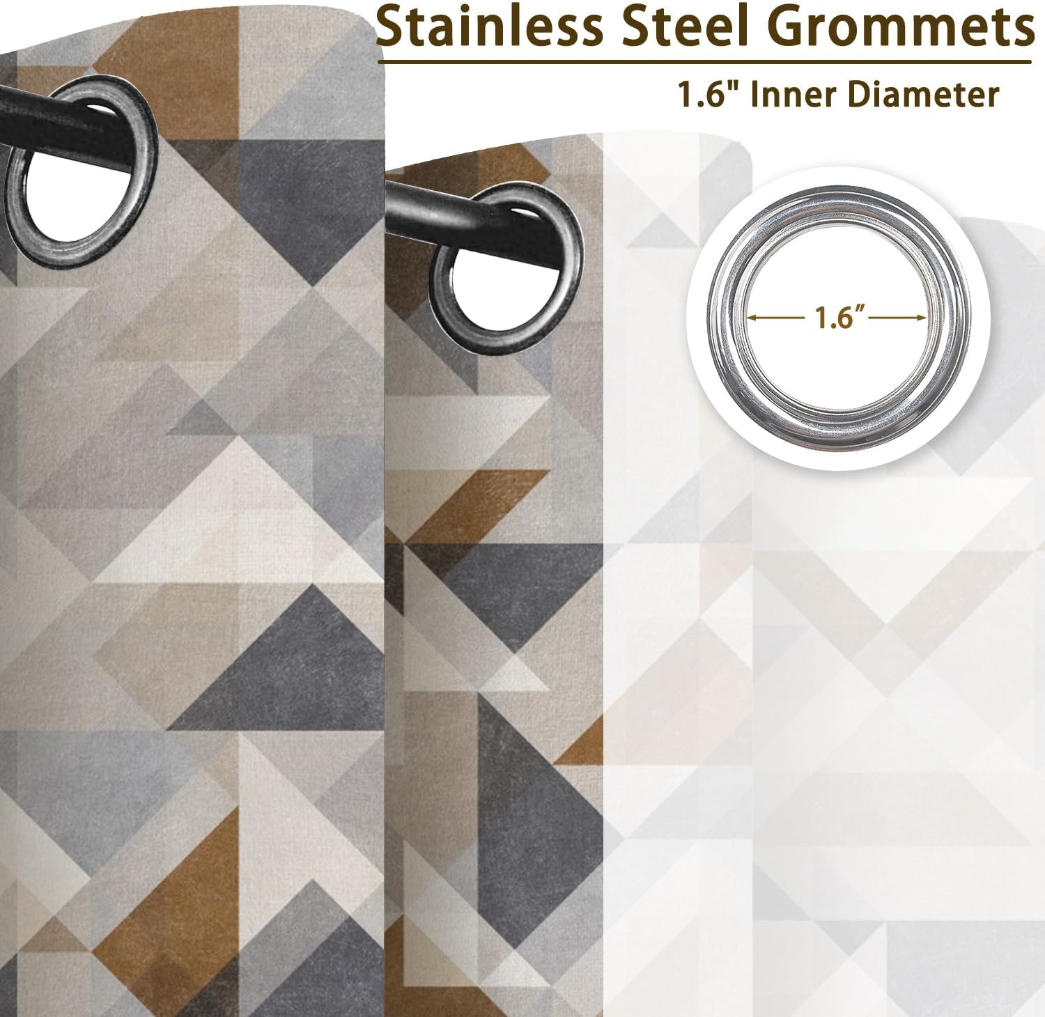 Blackout Curtains 52x84 Inch 2 Panels - Grommet Top Earthy Tone Geometric Mosaic Curtain Drapes, Thermal Insulated Light Blocking Window Treatments for MCM Contemporary Modern Homes