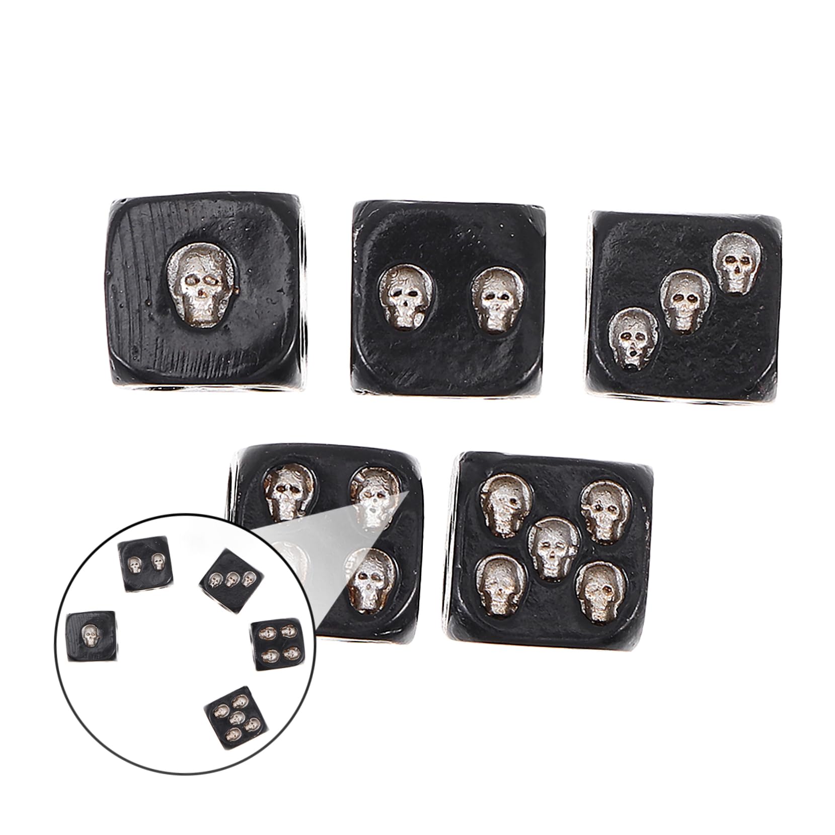 ibasenice 15pièces Dés De Crâne De Dés Faces pour Jeux De Société Et Accessoires Amusants pour Bars Et Événements Noir