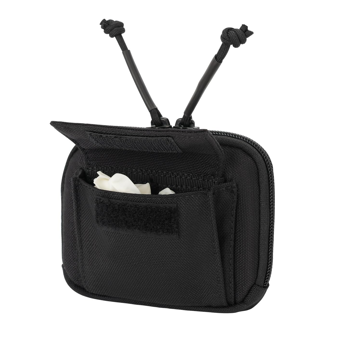 Duty Belt Gloves Pouch Latex Disposable Glove Holder Carrier Double Pockets Police Law Enforcement Officer Security Firefighter EMS EMT Paramedic First Responders Nylon Bag Zipper Closure