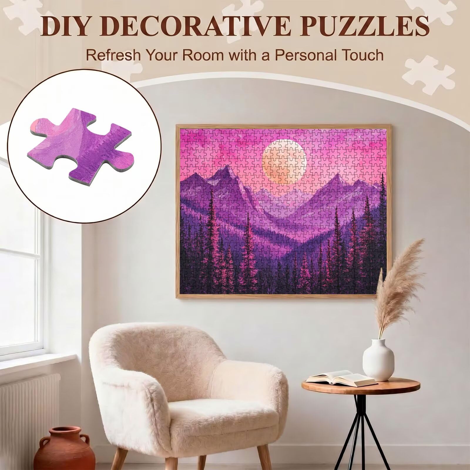 Puzzle 1000 Pezzi Classici, Puzzle paesaggio luna 75 x 50 cm, Gioco Educativo e Antistress in Legno con Poster Incluso, Ttività DIY per Famiglia, Regalo per Appassionati, Decor Parete Casa, f0-530