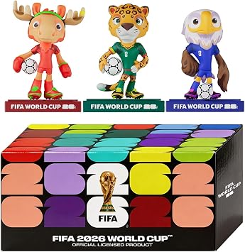 Sanyetral FIFA WORLD CUP 2026 3 Collectable Mascot Figures,Multi-Colour,includes Figurines Clutch,Zayu,Maple,Base-B in Gift Box9 cm