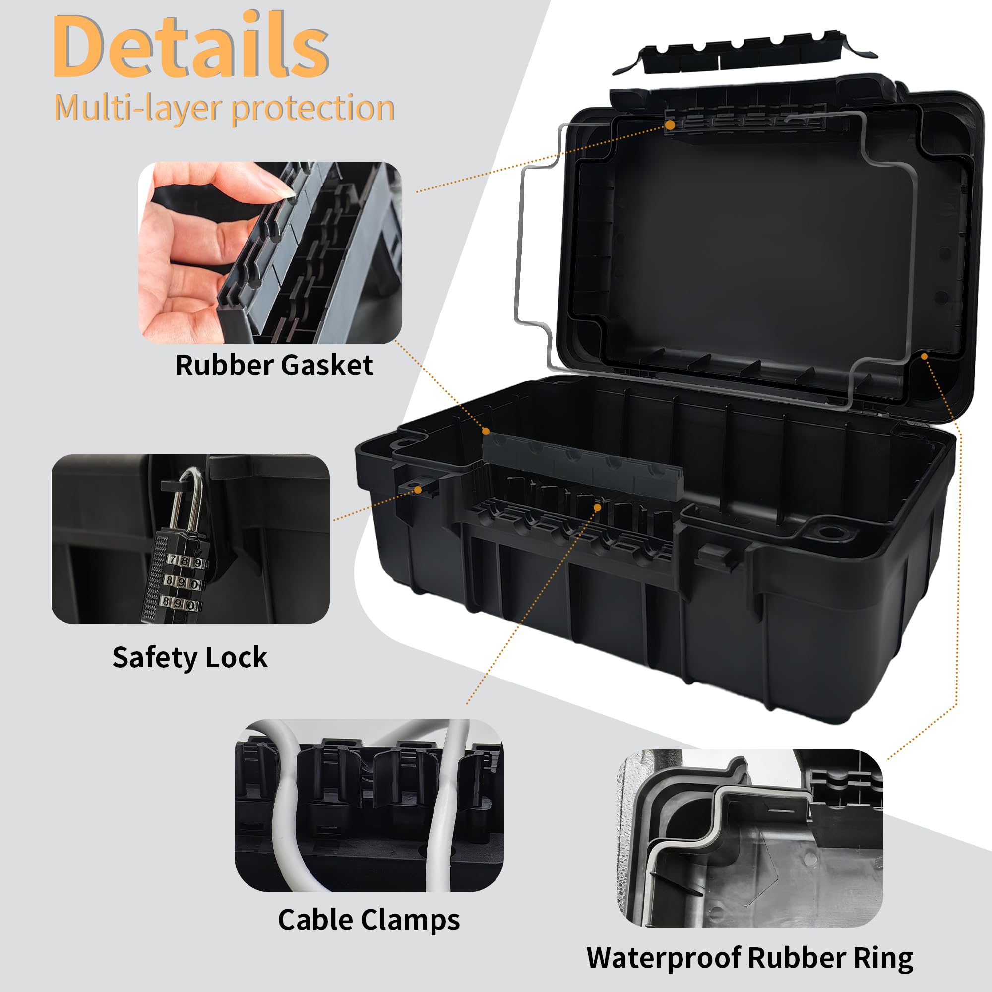 Paxboxtech Große Outdoor-Elektrobox (34,3 x 24,1 x 14 cm), IP54 wasserdichte Außenverlängerungskabelabdeckung, wetterfeste Steckdosenbox, schützt Steckdosenleiste, Steckdose, Timer, Stecker