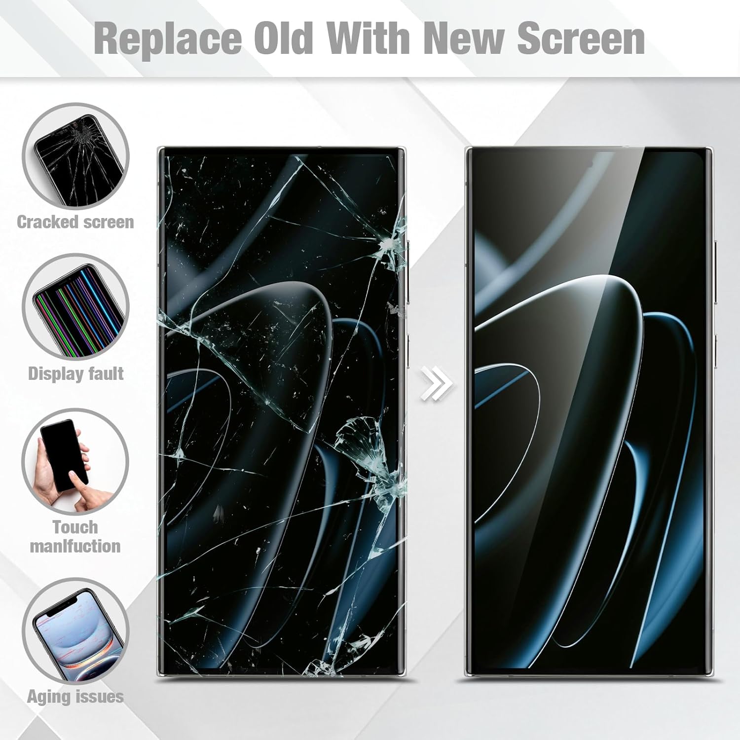 OLED for Samsung Galaxy S22 Ultra 5G Screen Replacement for Samsung S22 Ultra 5G LCD Display SM-S908 SM-S908B Screen Digitizer Touch Assembly with Frame,US Version,Silver