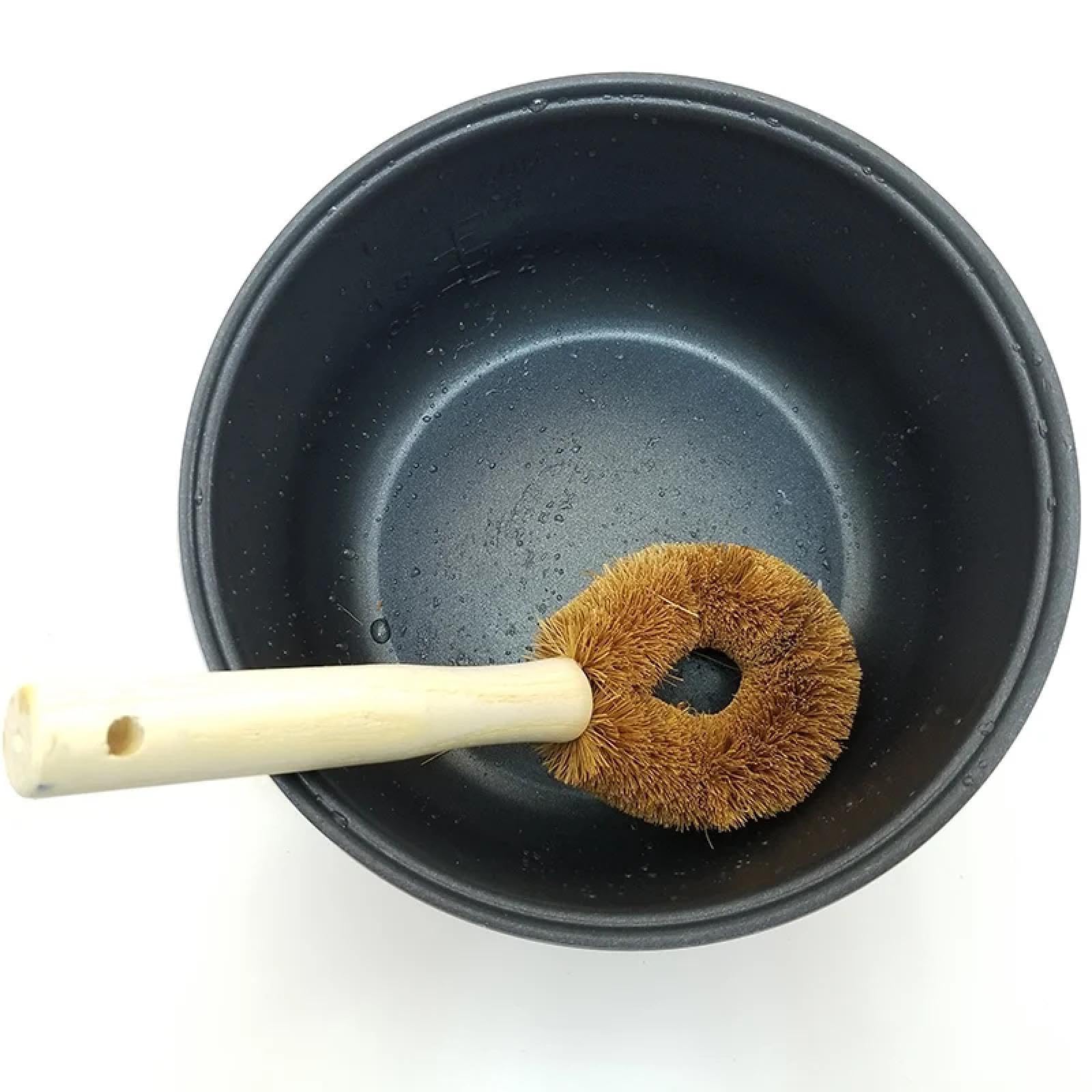 Brosses de Nettoyage de Cuisine en Fibre de Coco Naturelle, Brosse antiadhésive en Fibre de Chanvre, Brosse pour poêle, dégraissage, Vaisselle, Tasse, Casserole, Fournitures de Nettoyage (1 pièce)