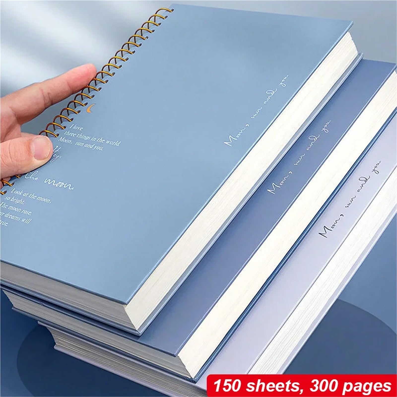 cuaderno espiral de líneas anchas Cuaderno B5 de tapa dura con espiral y 300 páginas interiores, 150 hojas cuadriculadas en blanco for estudiantes.(Grid inner page)