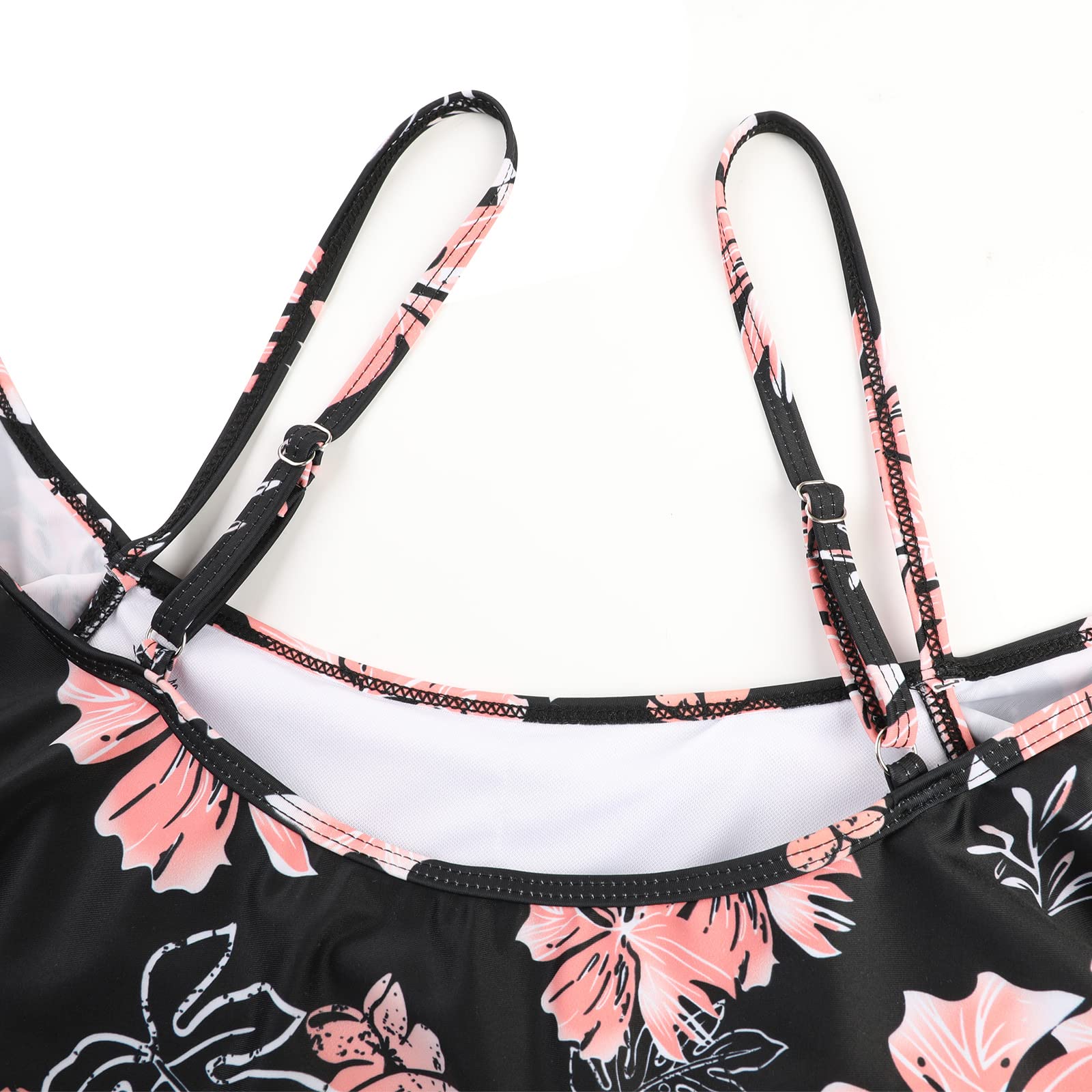 Genfien Maillot de Bain Deux Pièces pour Femme Haut à Volants et Bas Taille Haute Push Up Bikini Taille Haute Vintage Bikini Ensemble