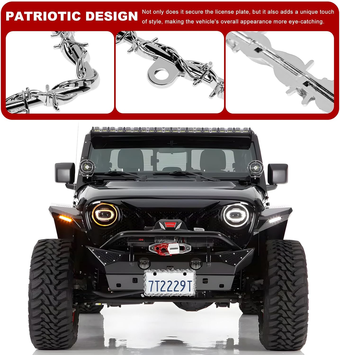 2 PCS Barbed Wire License Plate Frame, Plastic Barbed Auto License Plate Cover with Mounting Kit, Personalize Tag Cover Exterior Decor for Most Vehicles, Car Accessories (Silver) image 3