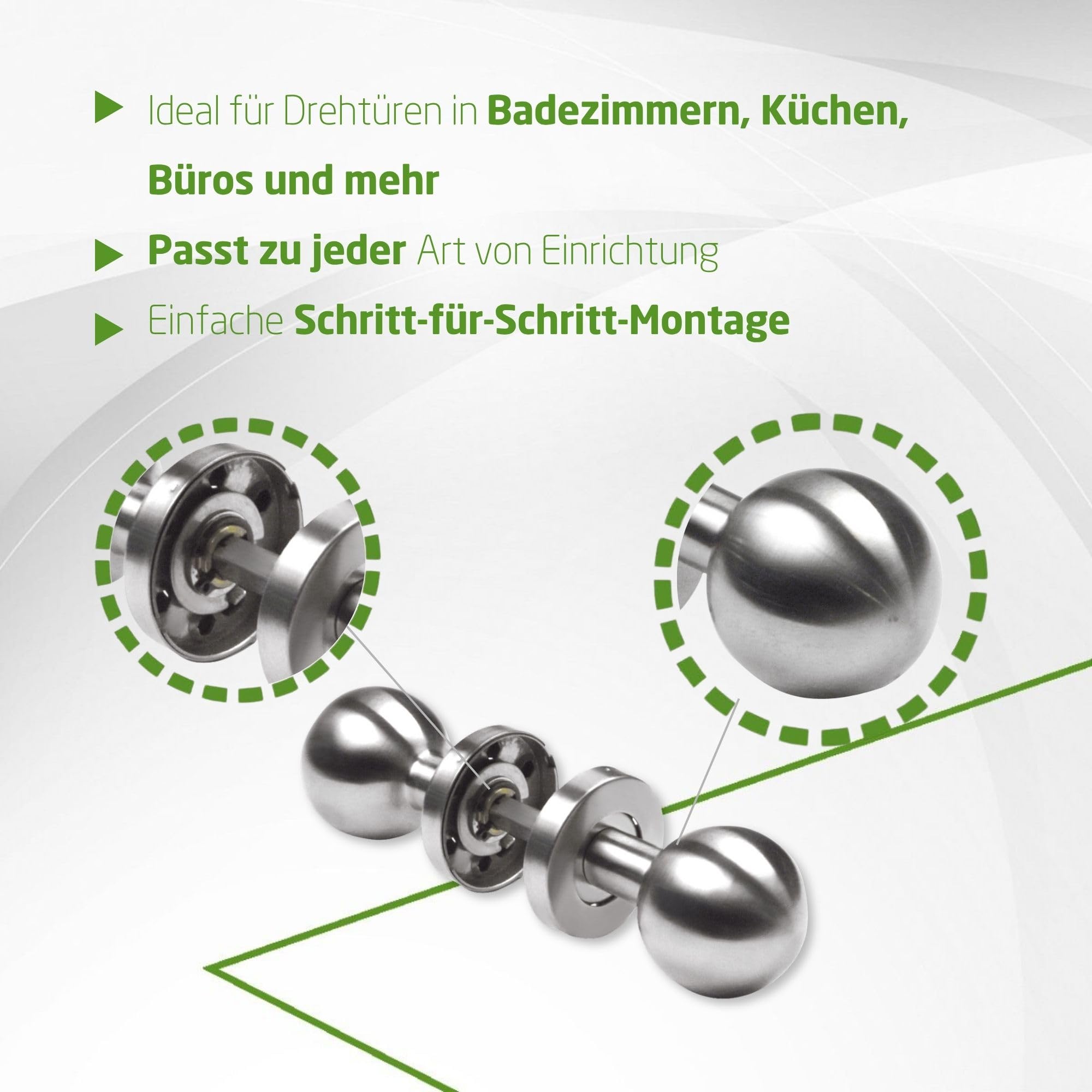 Amig - Türknauf - Runde Drehknauf-Set für Innentüren Mod. 11 - Ergonomisches Design und Langlebige Verarbeitung - Standardmaß - Metall - Silber