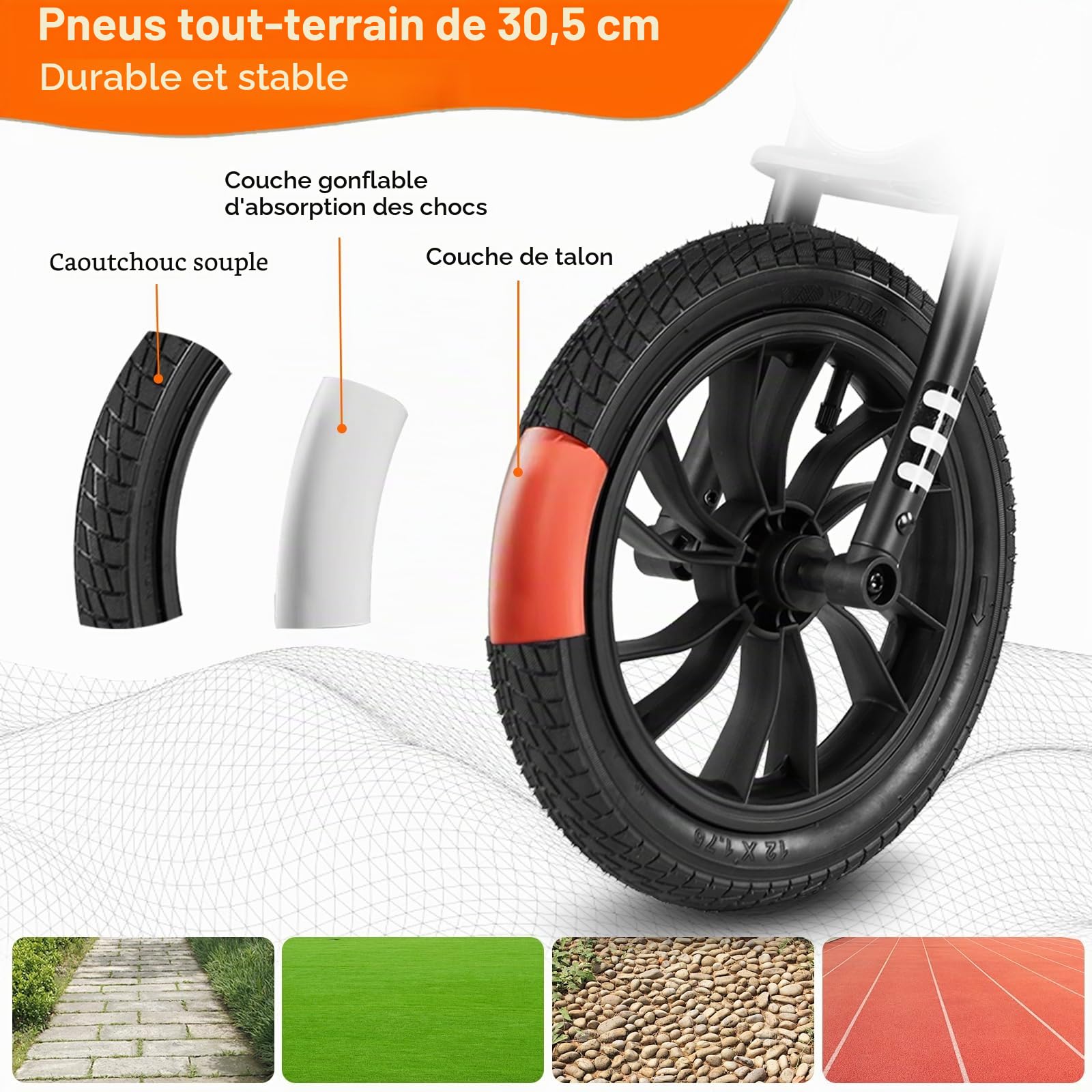 QPLAY Draisiennes pour enfants garçons et filles âgés de 3 à 6 ans, vélo d'équilibre sans pédale de 30,5 cm avec siège réglable – Jouet cadeau de style course
