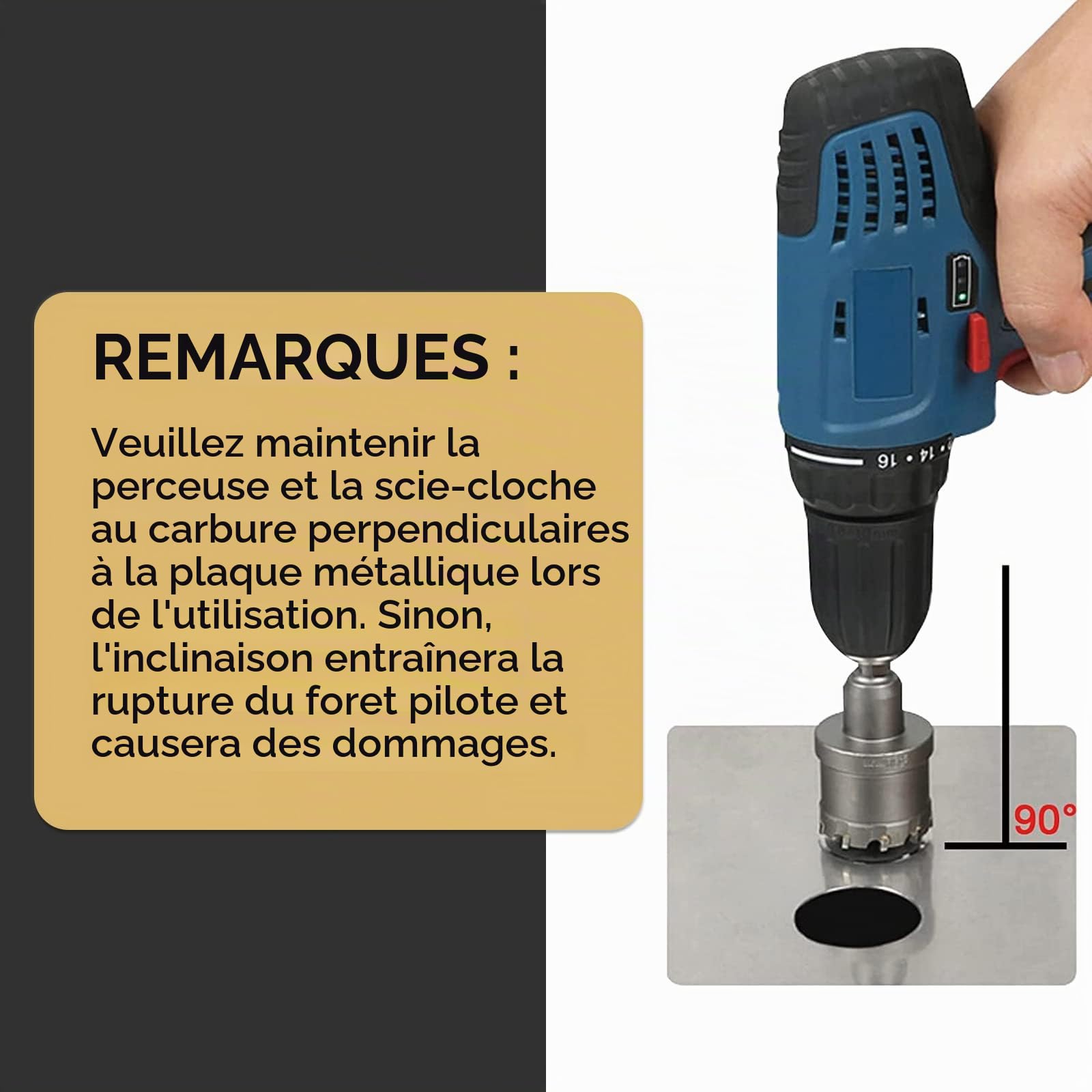 TCT Kit de scie cloche en carbure pour métal dur 12 pièces au total (13-54mm)