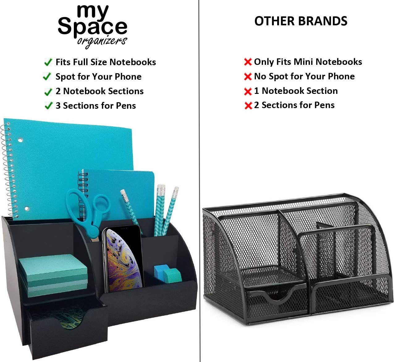 Buy Acrylic Office Desk Organizer with Drawer, Black 9 Compartments