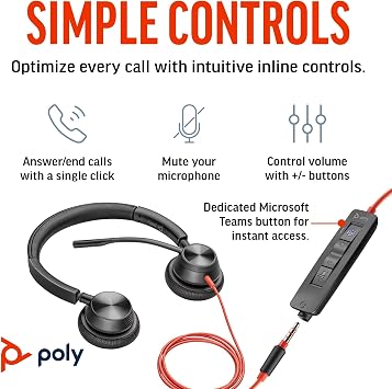 Poly (Plantronics + Polycom) BLACKWIRE, 3325, BW3325-M USB-C, USB C/A Adaptörü, ECOMM