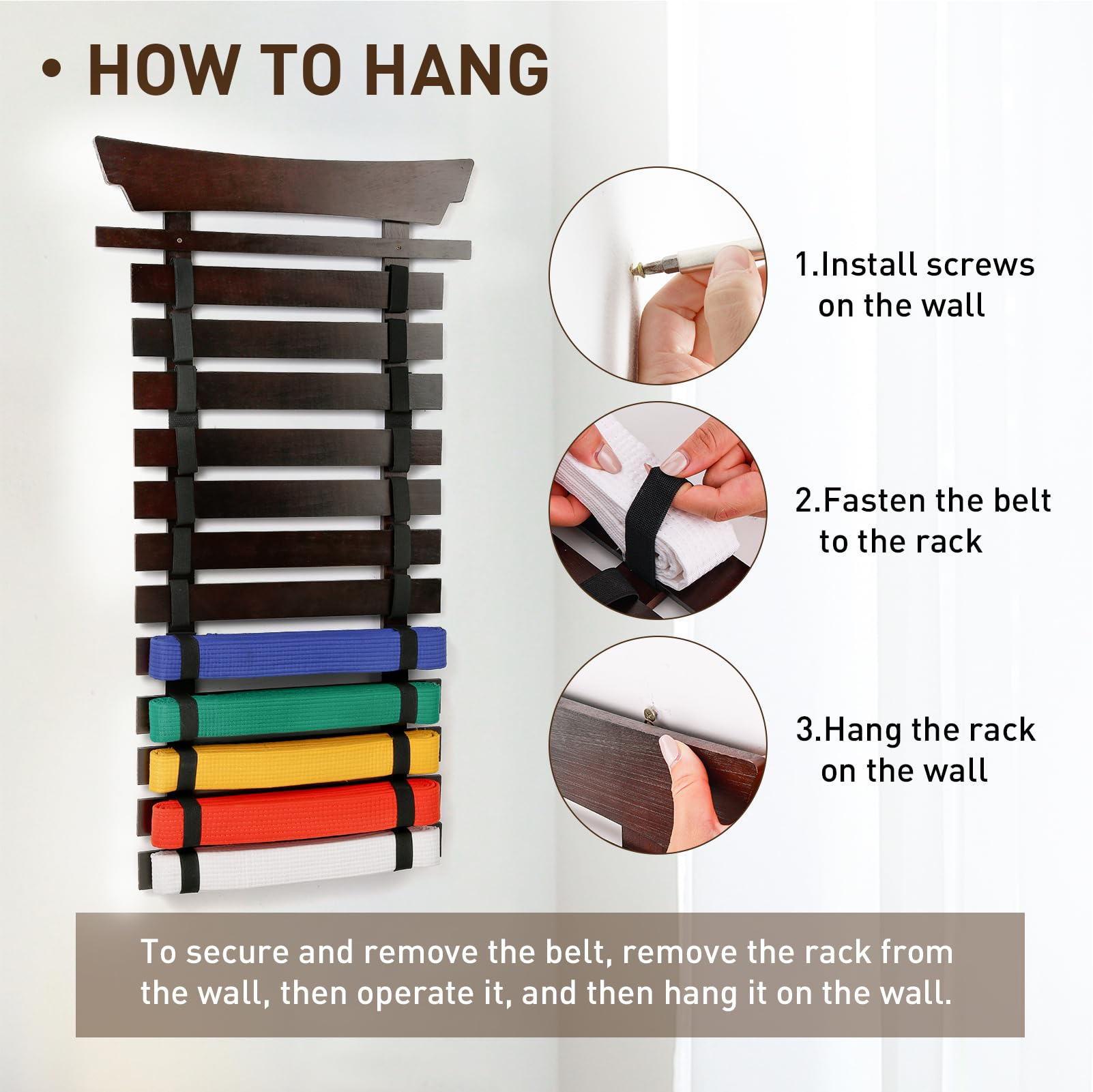 Blet Rack 12 Belt Belt Holder Winartton 12-Belt Karate Belt Display Rack - Bamboo ...