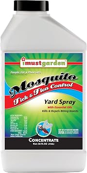 I Must Garden Outdoor Yard Spray Concentrate: Kills & Repels Mosquitos, Ticks, Fleas, and Other Biting Insects Powerful Blend of Natural Essential Oils Safe for People, Pets & Plants 32oz