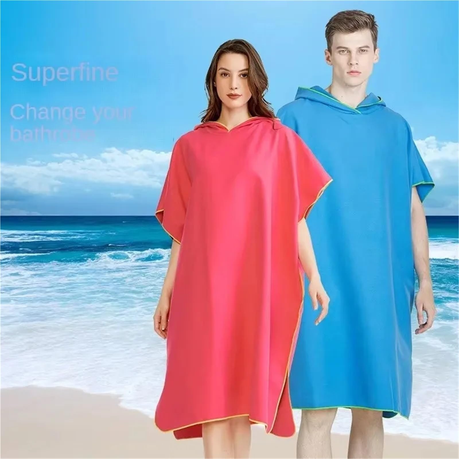 Poncho da surf, asciugamano for cambio, accappatoio con cappuccio, telo spiaggia, bagno, muta for adulti Poncho da Spiaggia(Black)