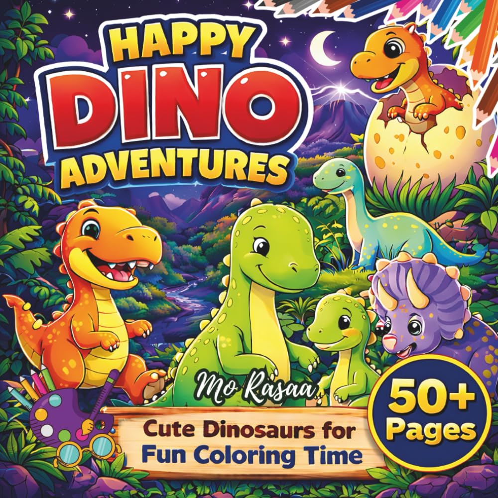 Happy Dino Adventures: Cute Dinosaurs for Fun Coloring Time