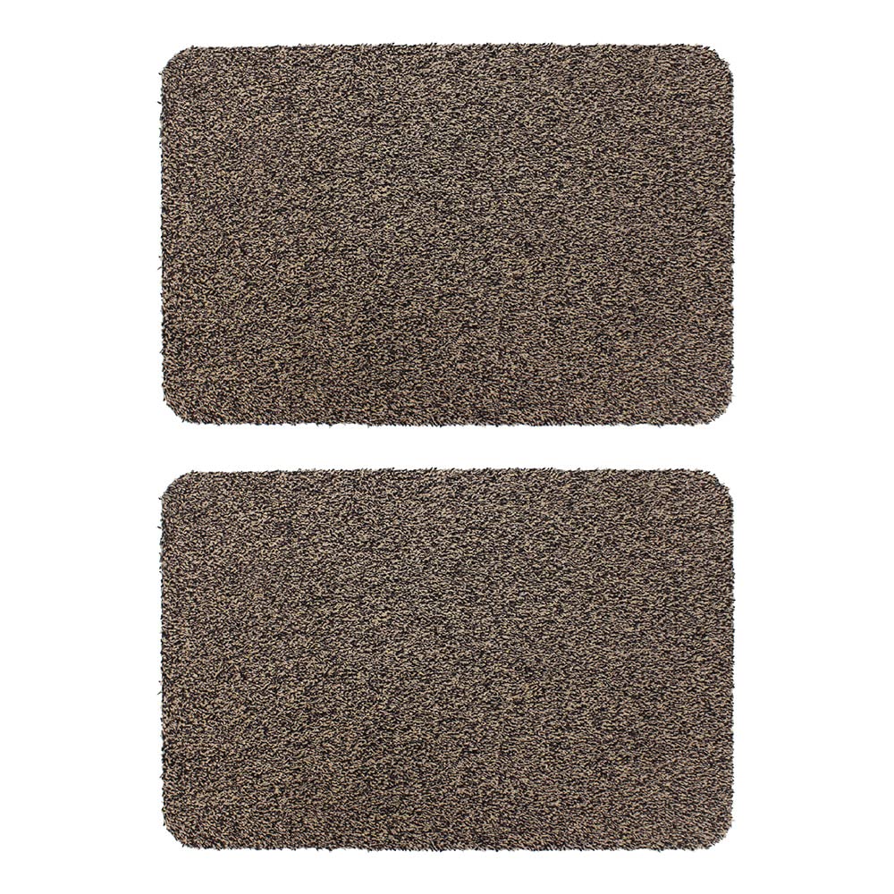 JVL Tanami Machine Washable Doormat, 50x75cm, Brown, Pack of 2
