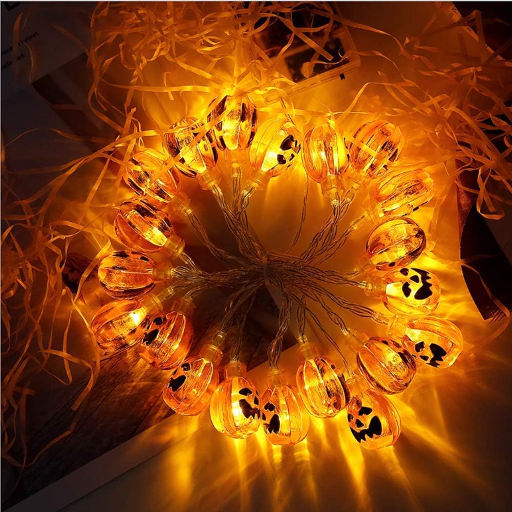 AODINI Halloween Decor Pumpkin String Lights, 13 feet 30 LEDs Battery Operated Halloween Light, Outdoor Halloween Decoration for Patio, Garden, Gate, Yard (IP65 Waterproof,Warm White)