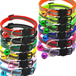 yiianger 12 Pcs Cat Collar Reflective Breakaway with Bell Colorful for Kitten or Puppy