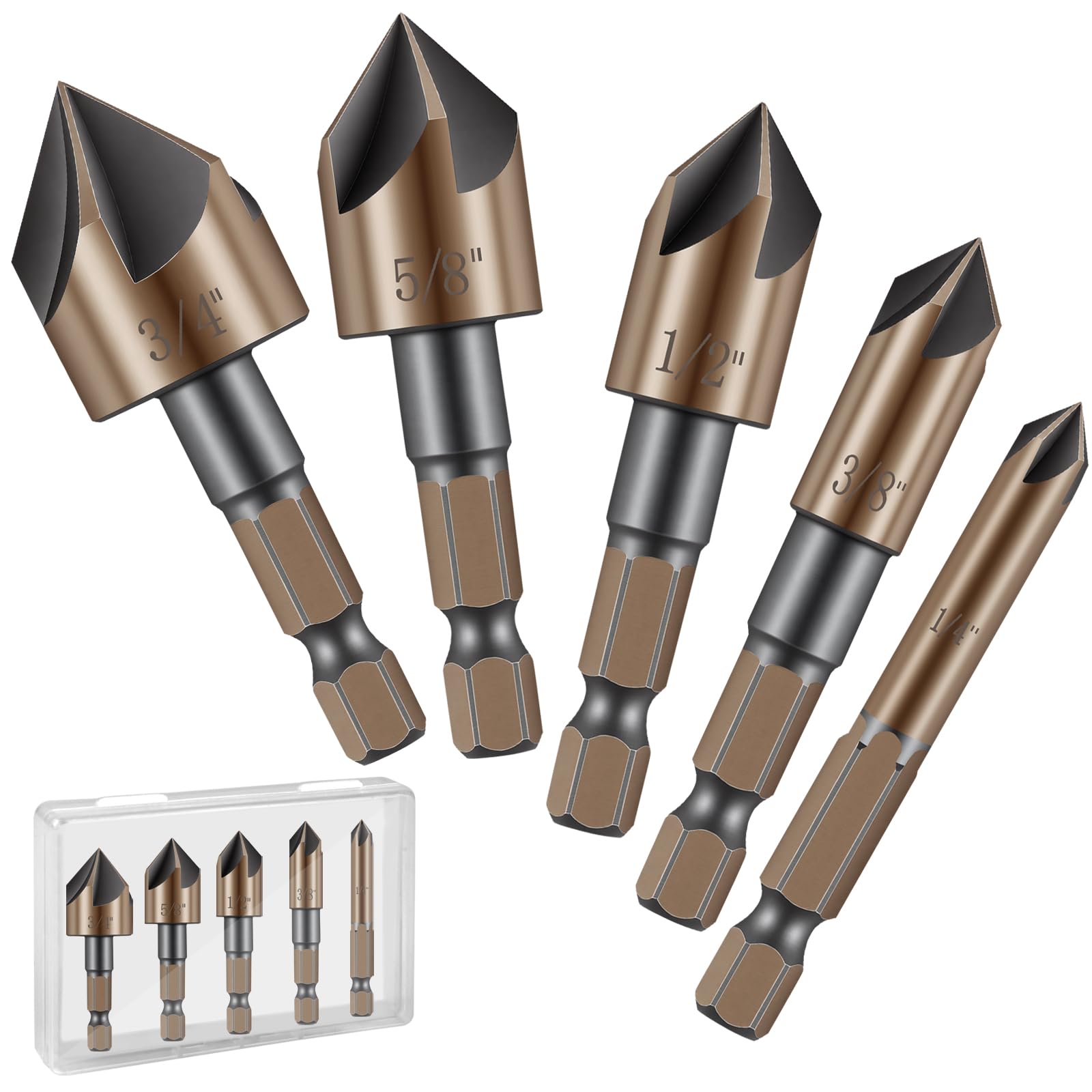 Countersink Drill Bit Set - 5 Piece HSS -7