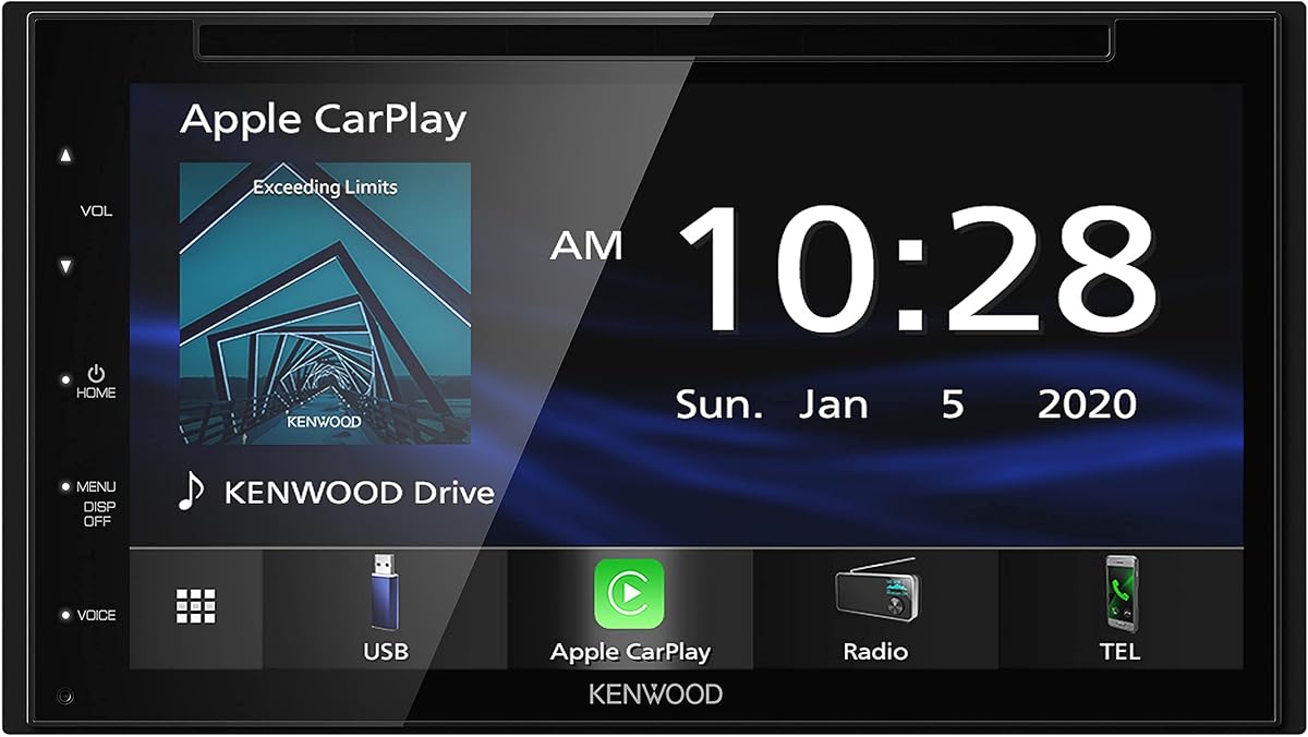 Equipo de música para coche DDX5707S Double Din DVD con Apple Carplay y Android Auto, pantalla táctil de 6,8 pulgadas, Bluetooth, entrada de cámara de seguridad, salida de subwoofer