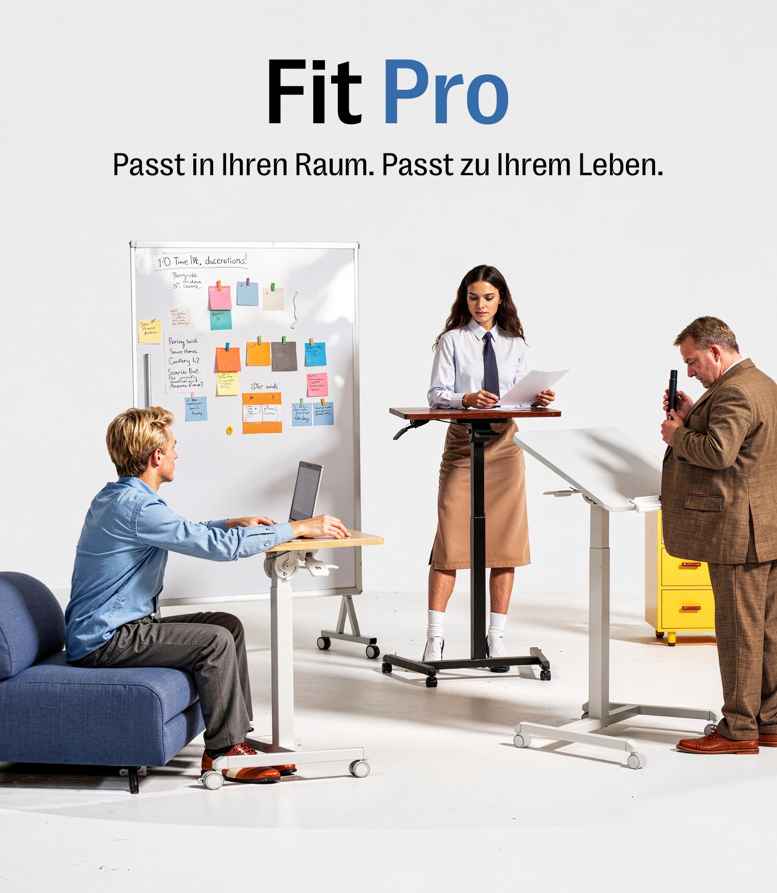 MAIDeSITe Fit Pro Mesa Auxiliar con Ruedas para Ordenador, Mesa Elevadora de Altura de 76 a 110 cm, Pequeña Mesa Elevadora Neumática con Tablero abatible de 90° para Sofá Cama Salón Dormitorio